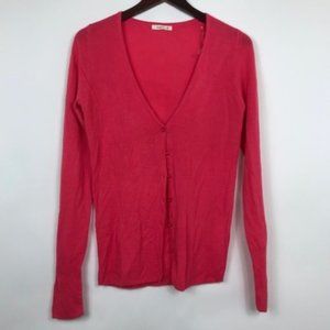 Teaspoon Women Small Cardigan Pink V-Neck Sweater